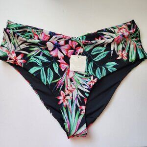 Floral High-Waisted Bikini Bottoms 1X By Coastal Waves NWT